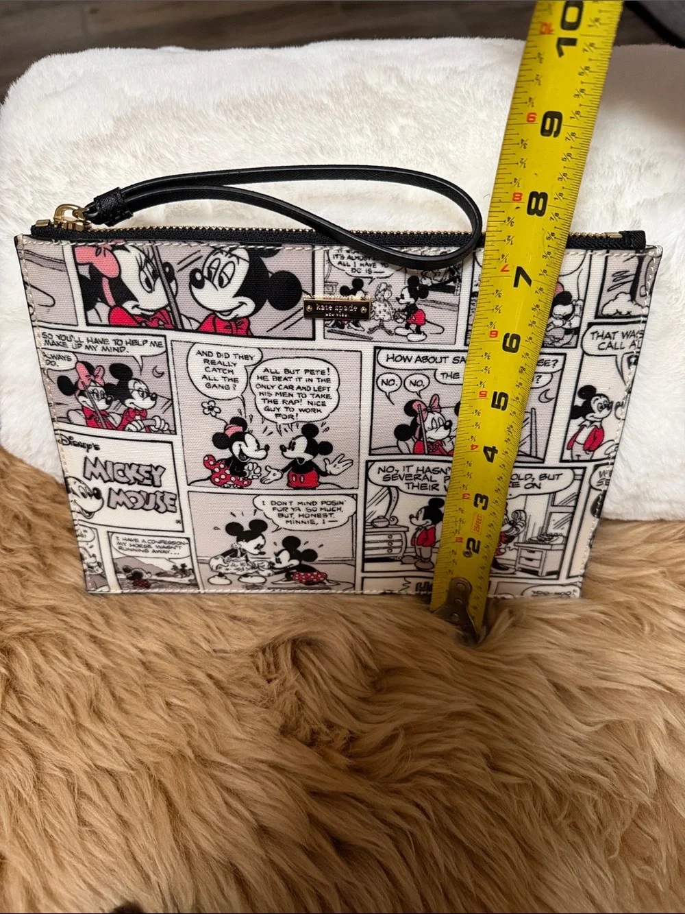 Kate Spade New York Disney Retired Mickey & Minnie Comic Print Zip Wristlet
